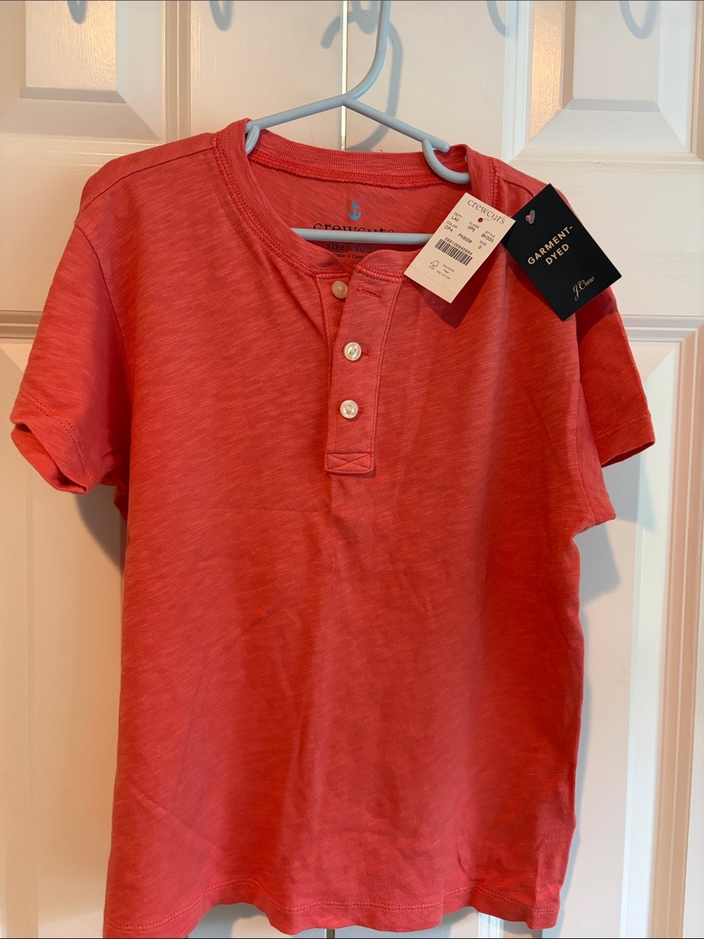 Crewcuts Coral Red Short-Sleeve Henley Button-Down Tee